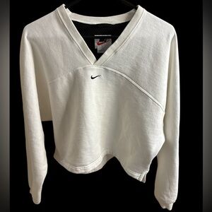 Women’s Nike Crop Sweatshirt Top White with Black Logo 
Size - M